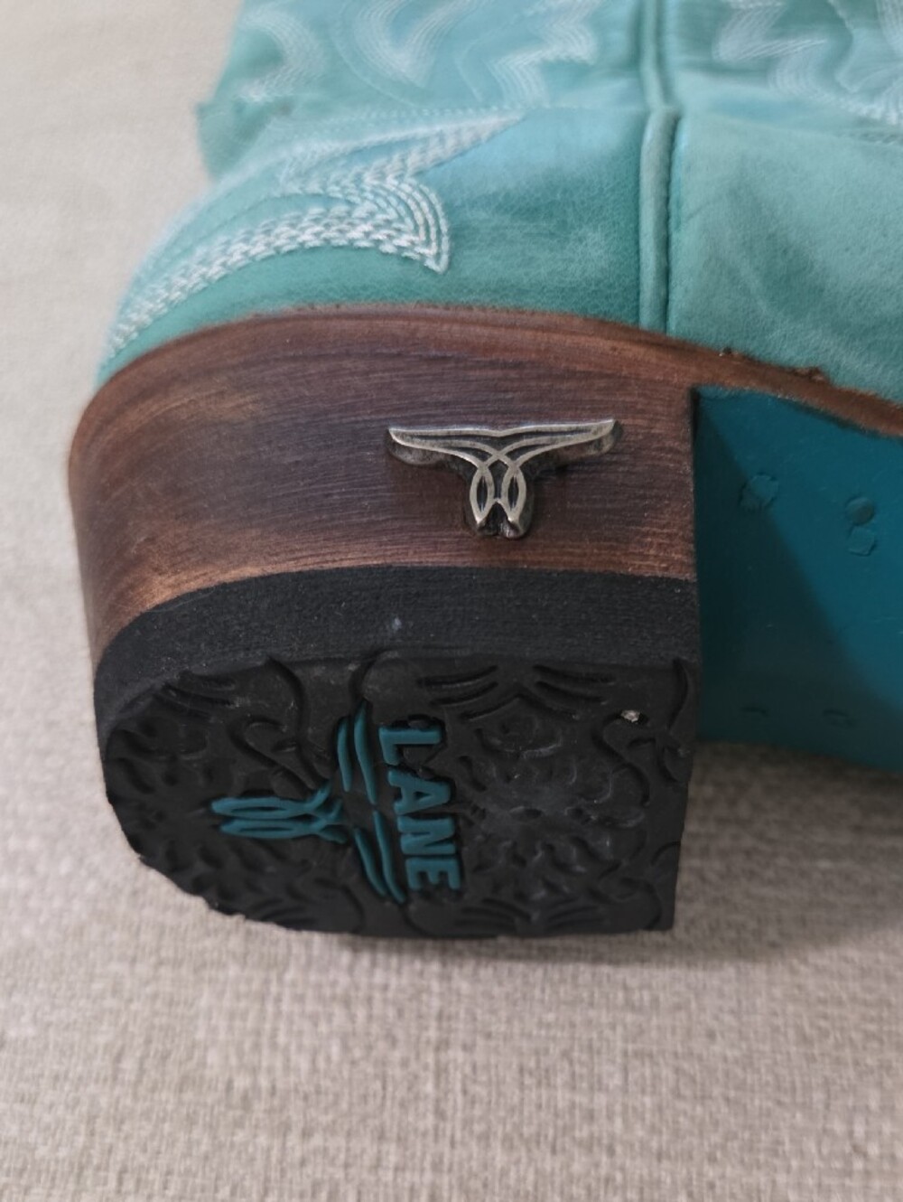 Women's Teal Leather Western Boots - Teal - Picture 7 of 11